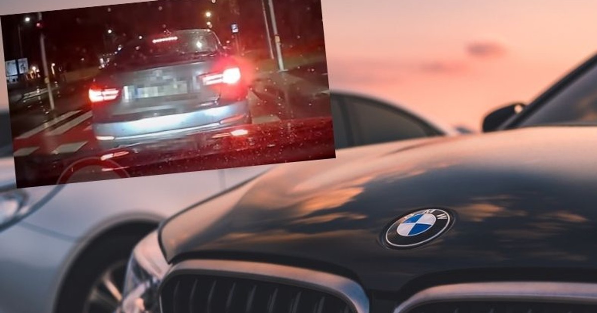 Najprawdopodobniej kierowca BMW zdenerwował się, że jego pas porusza się wolniej, niż sąsiedni