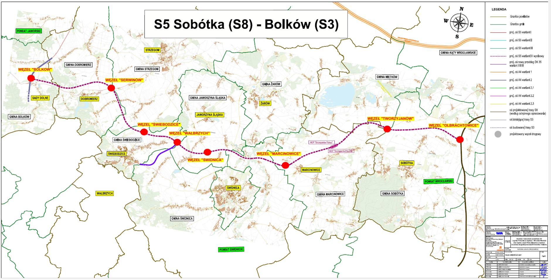 S3 Sobótka - Bolków - mapa orientacyjna
