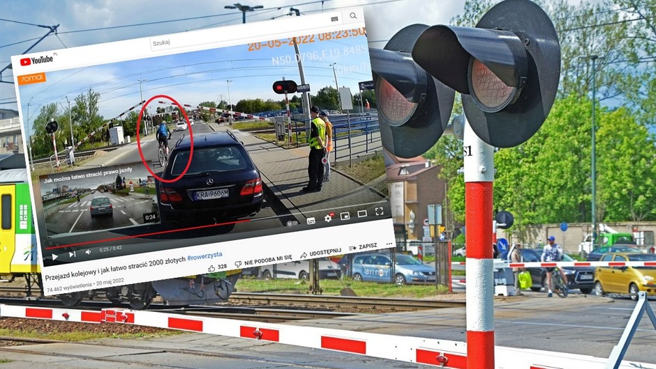 Rowerzysta nieprawidłowo pokonał przejazd kolejowy