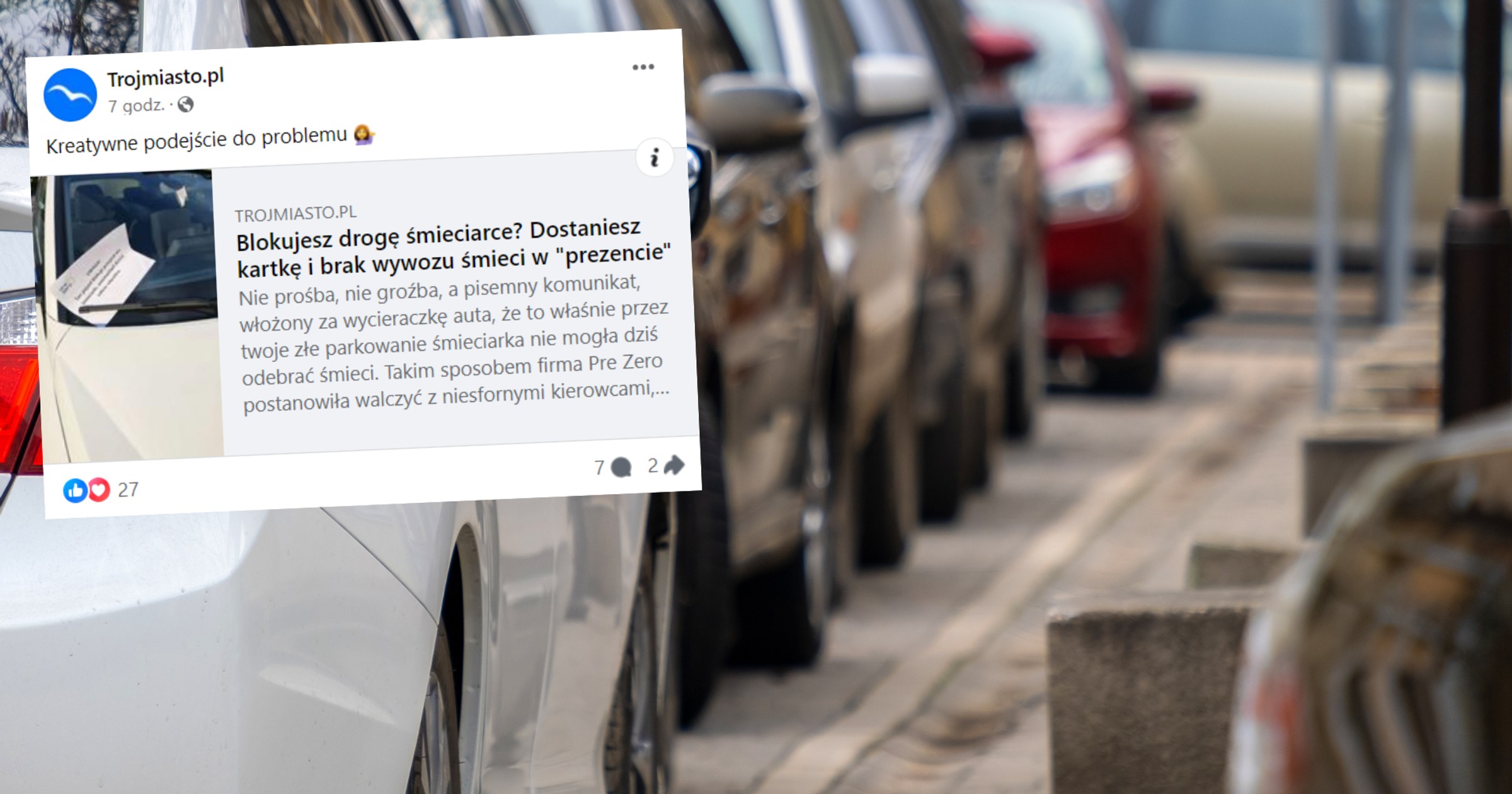 Gdańsk. Kierowca śmieciarki nie mógł przejechać. Zaskakujący finał (fot. screen: Facebook/trojmiastopl)