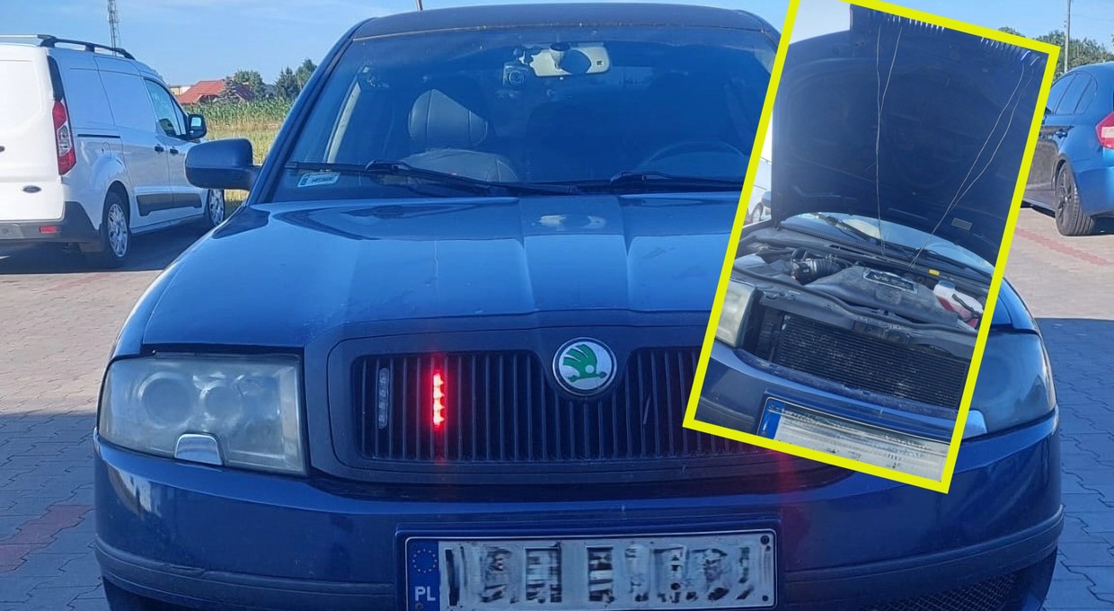 Policjanci otworzyli maskę skody i oniemieli. Kierowca stanie za to przed sądem