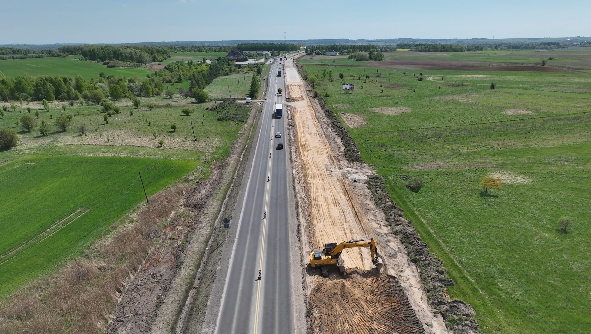 Przebudowa DK91 na odcinku Siedlec Duży - Koziegłowy, widok w kierunku Katowic