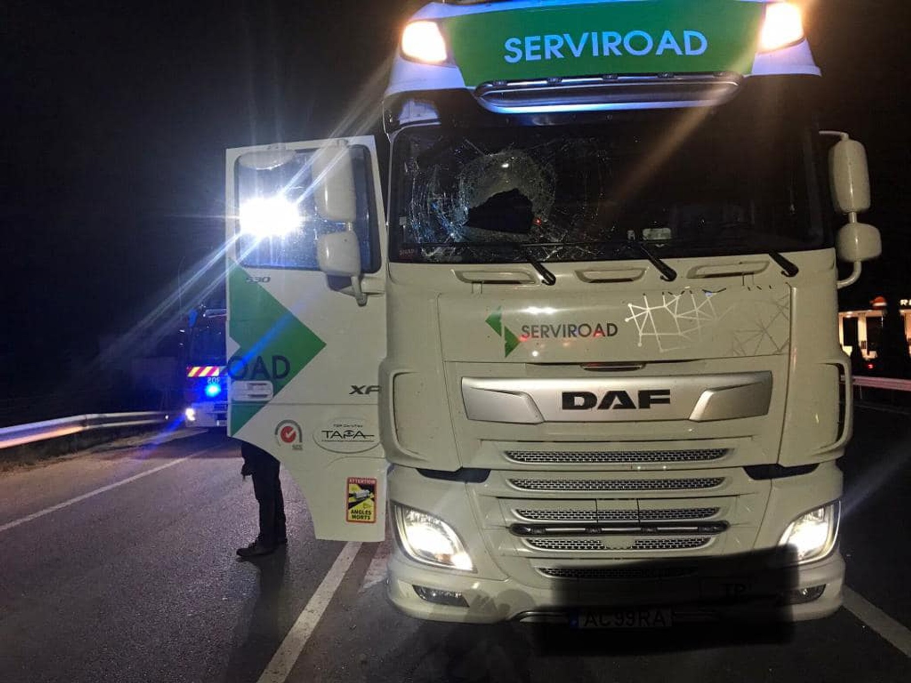 Głaz zrzucony na autostradę wpadł do kabiny ciężarówki