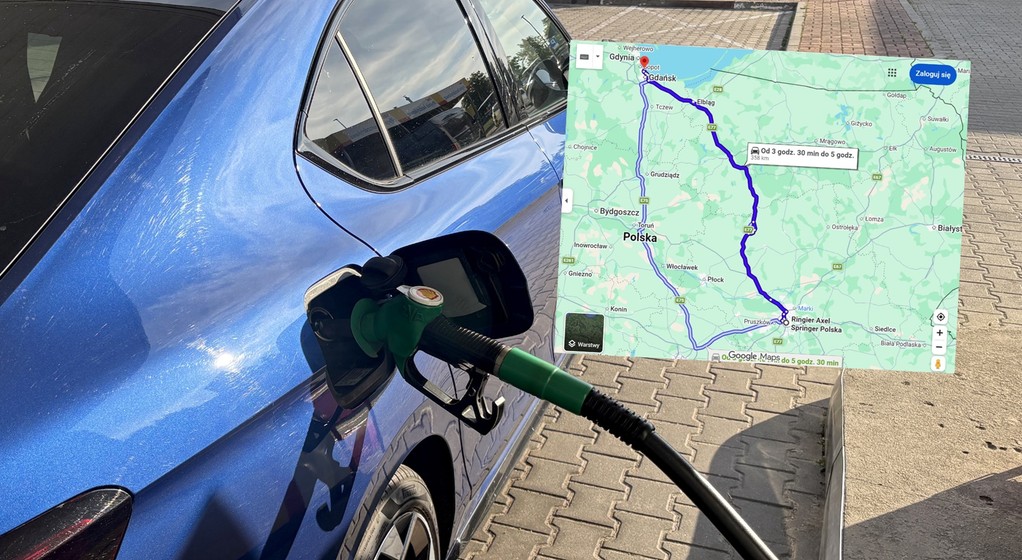 Tankowanie samochodu podczas wakacyjnej trasy