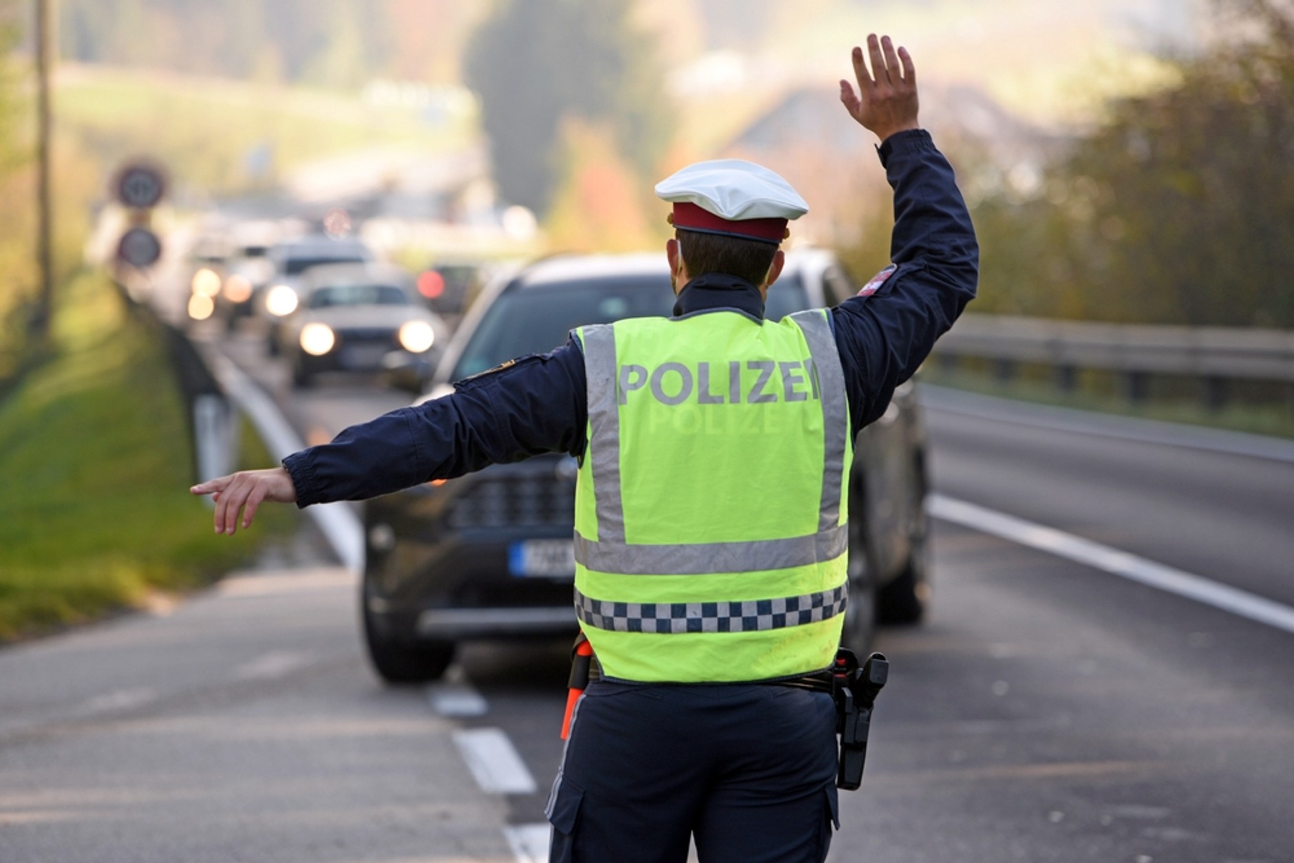 Policyjna kontrola drogowa w Austrii
