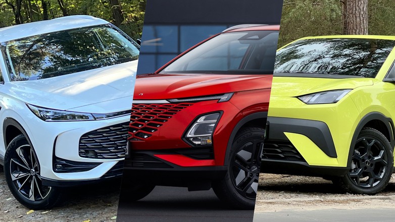 MG HS, Omoda 5 i BYD Dolphin Surf (od lewej)