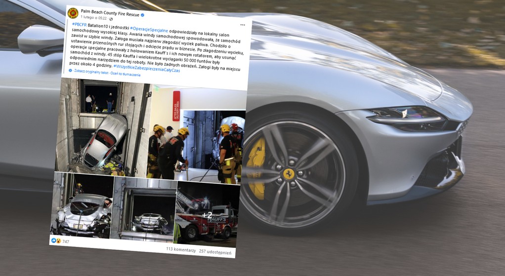 Ferrari Roma zostało zniszczone (fot. screen z facebook.com/PBCFireRescue)