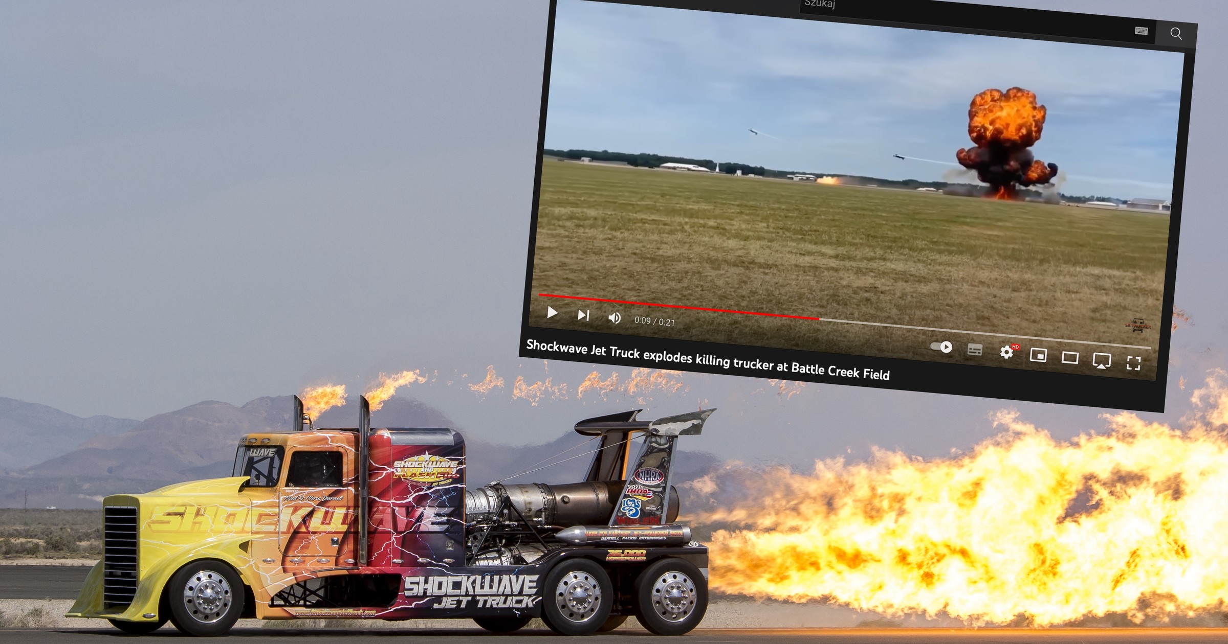 Podczas pokazów lotniczych eksplodowała odrzutowa ciężarówka Shockwave