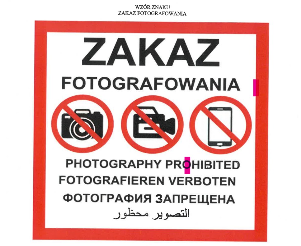 Wzór znaku zakaz fotografowania