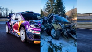 Auto WRC spadło w przepaść. Kierowcy sami wyszli z wraku 