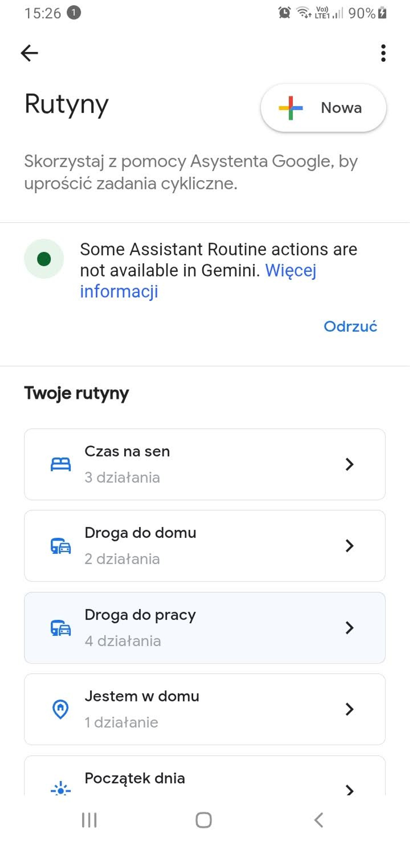 Rutyny w Asystencie Google