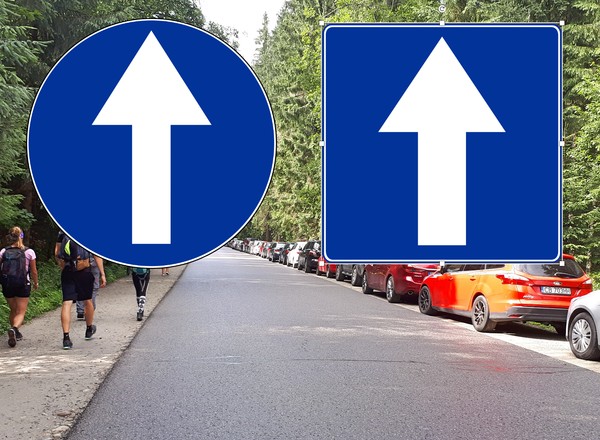 Znaki C-5 i D-3 są tak podobne, że kierowcy głupieją. Stawką mandat 250 zł i 5 punktów karnych