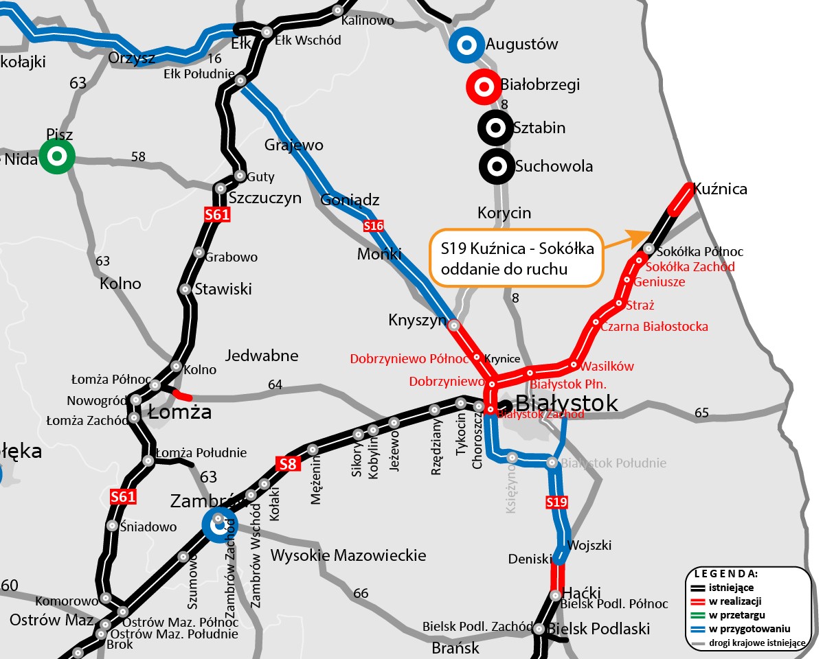 Droga S19 Kuźnica - Sokółka - mapa