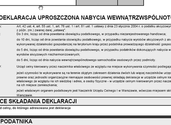 Deklaracja Uproszczona Nabycia Wewnątrzwspólnotowego