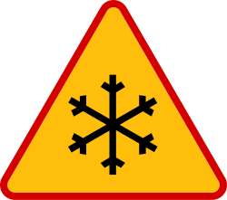 Znak ostrzegawczy A-32 "oszronienie jezdni”