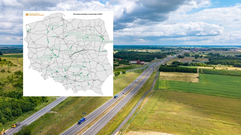 Nowe drogi w 2026 r. - mapa przetargów od GDDKiA