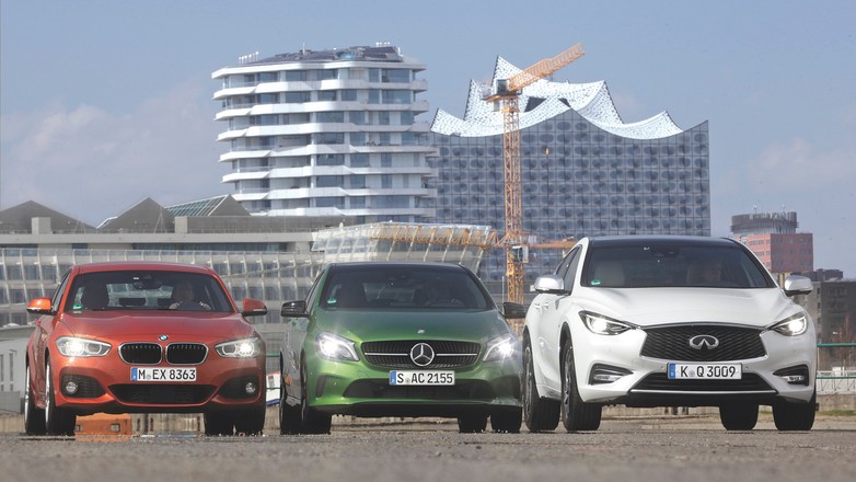Trzy niezwykłe kompakty: BMW 120d, Infiniti Q30 2.2d i Mercedes A220d