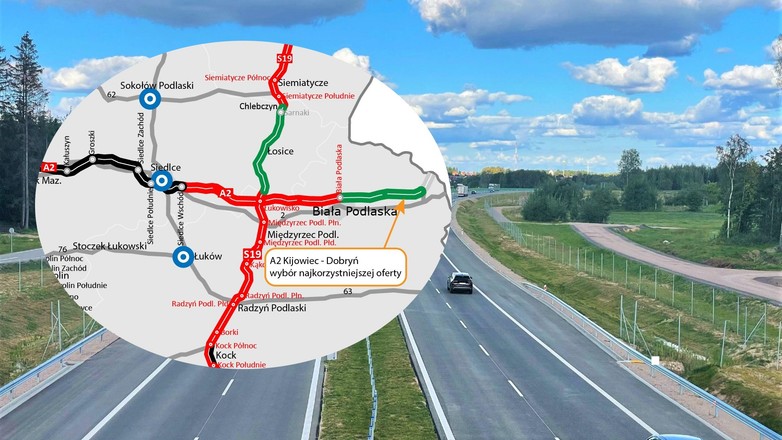 Autostrada A2 Kijowiec-Dobryń - mapa