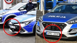 Dziwna prezentacja nowych aut policji. Pożyczone tablice na pożyczonym radiowozie