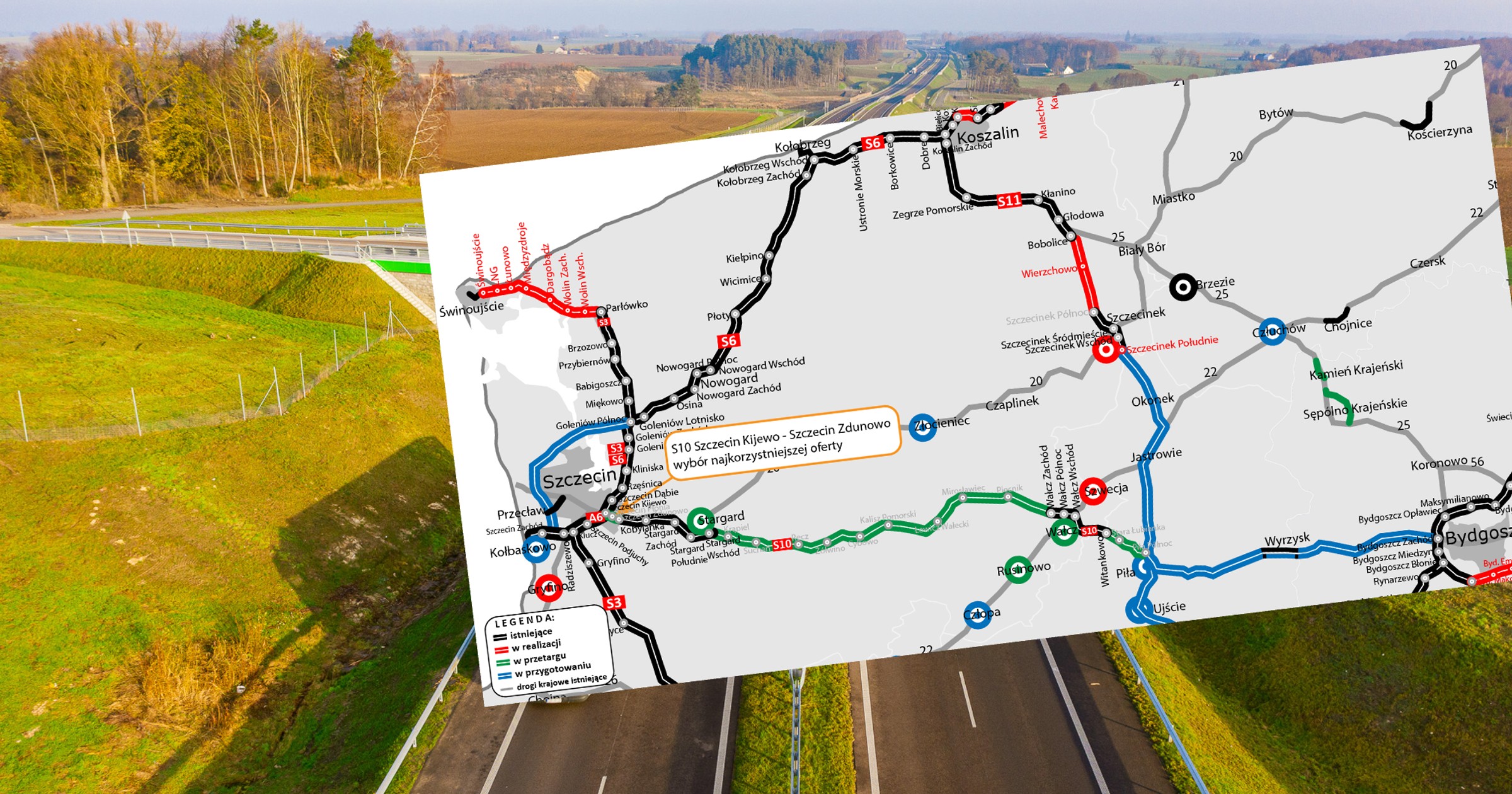 Wybrano prawie wszystkich wykonawców drogi S10 ze szczecina do Piły