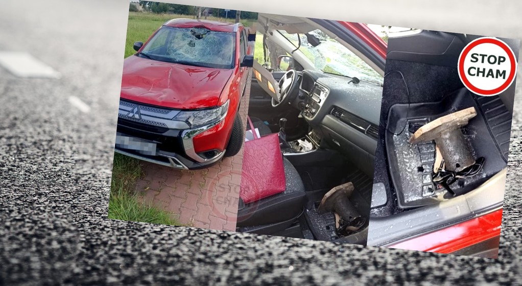 Kierująca Mitsubishi mogła mówić o szczęściu. Ucierpiał jedynie samochód