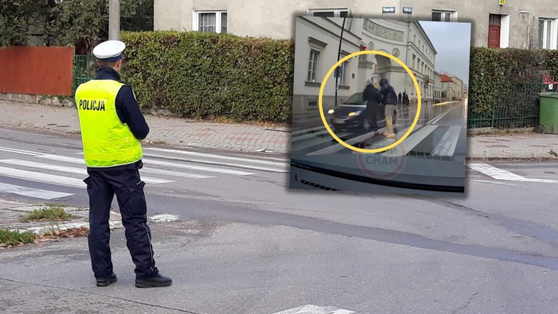 Chwile grozy w Warszawie. Przed przejściem dla pieszych nawet nie hamował (Screen: Facebook/Stop Cham)