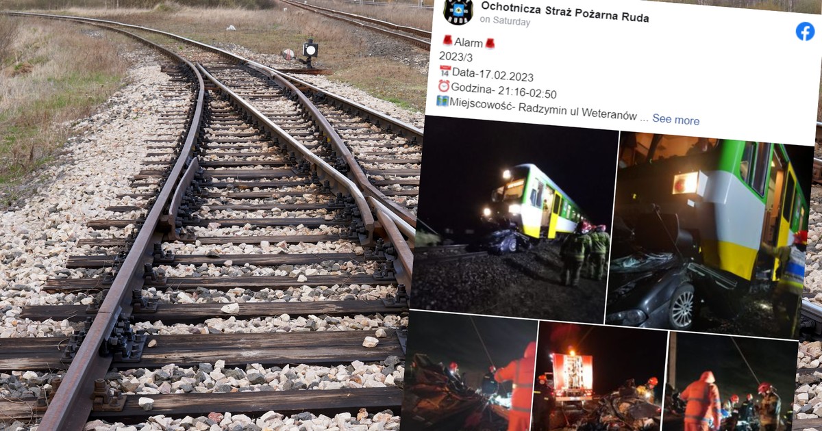 Ktoś zostawił samochód na torach kolejowych w Radzyminie (facebook.com/OchotniczaStrażPożarnaRuda)