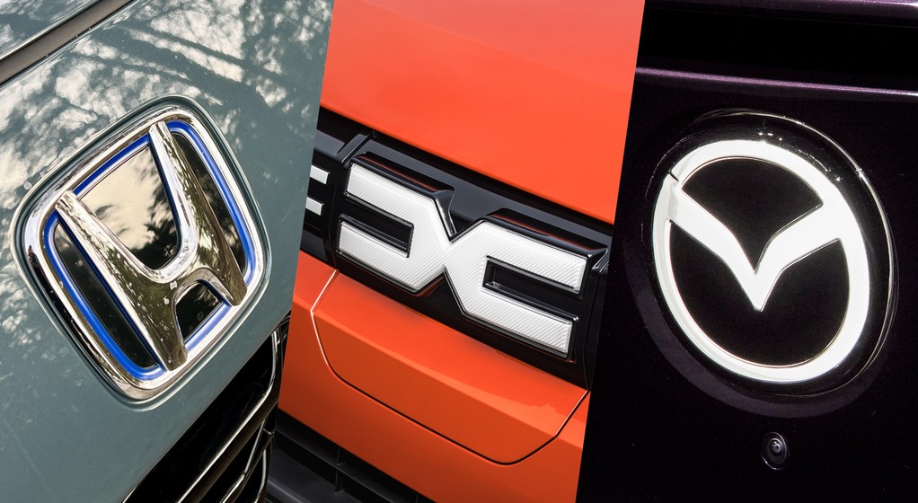 Logotypy Hondy, Dacii i Mazdy (od lewej)