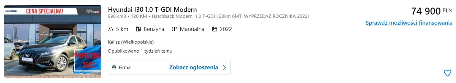Hyundai i30 z rabatem ok. 14 tys. zł