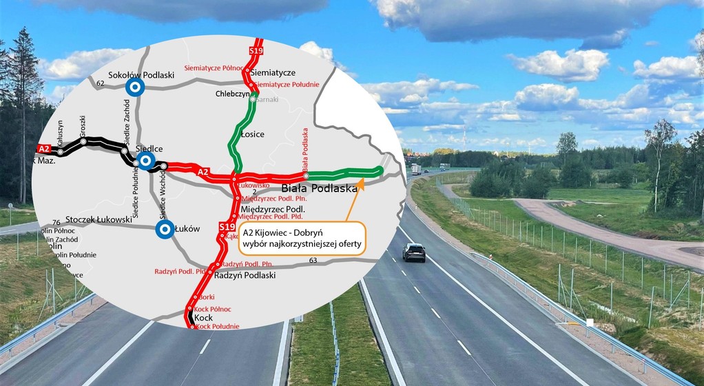 Autostrada A2 Kijowiec-Dobryń - mapa