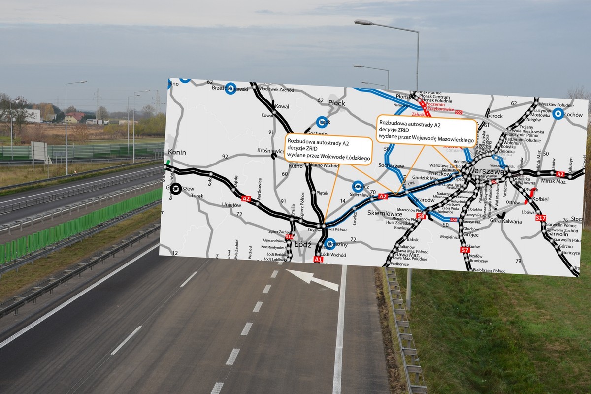 Jest zielone światło dla rozbudowy autostrady A2. Odcinek Warszawa — Łódź zyska trzecie pasy ruchu