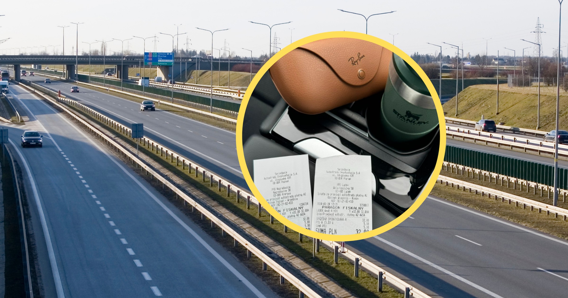 Kierowca pokazał, ile zapłacił za przejazd autostradą A2 (fot. screen: twitter.com/@norbertcala)