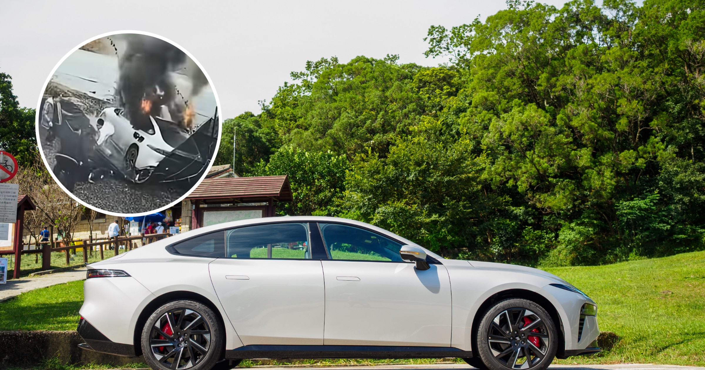 Tak płoną ludzie w chińskim samochodzie bez klamek