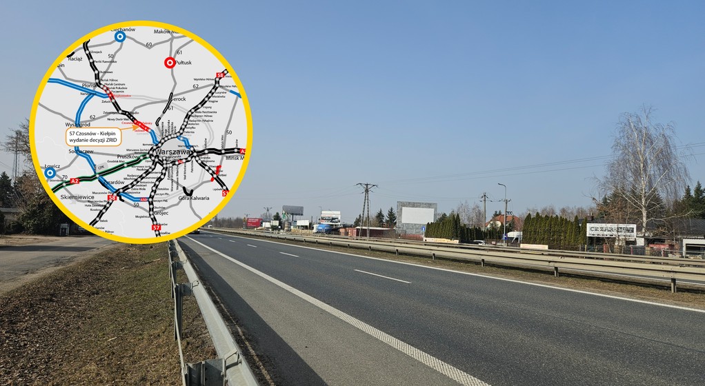 Droga S7 Czosnów - Kiełpin na mapie