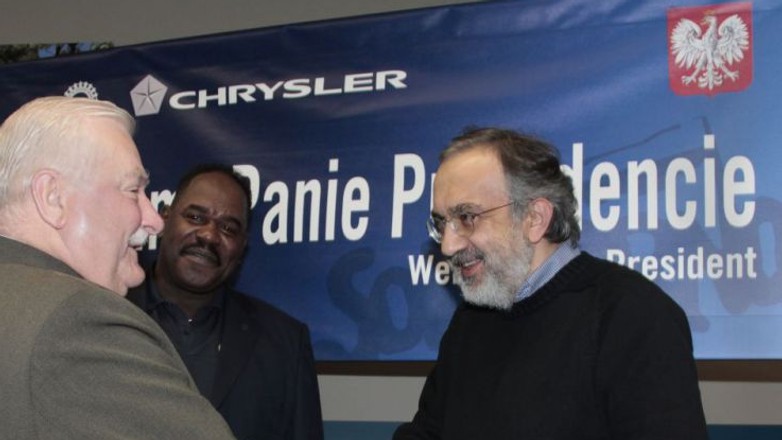 Lech Wałęsa w fabryce Chryslera w Detroit