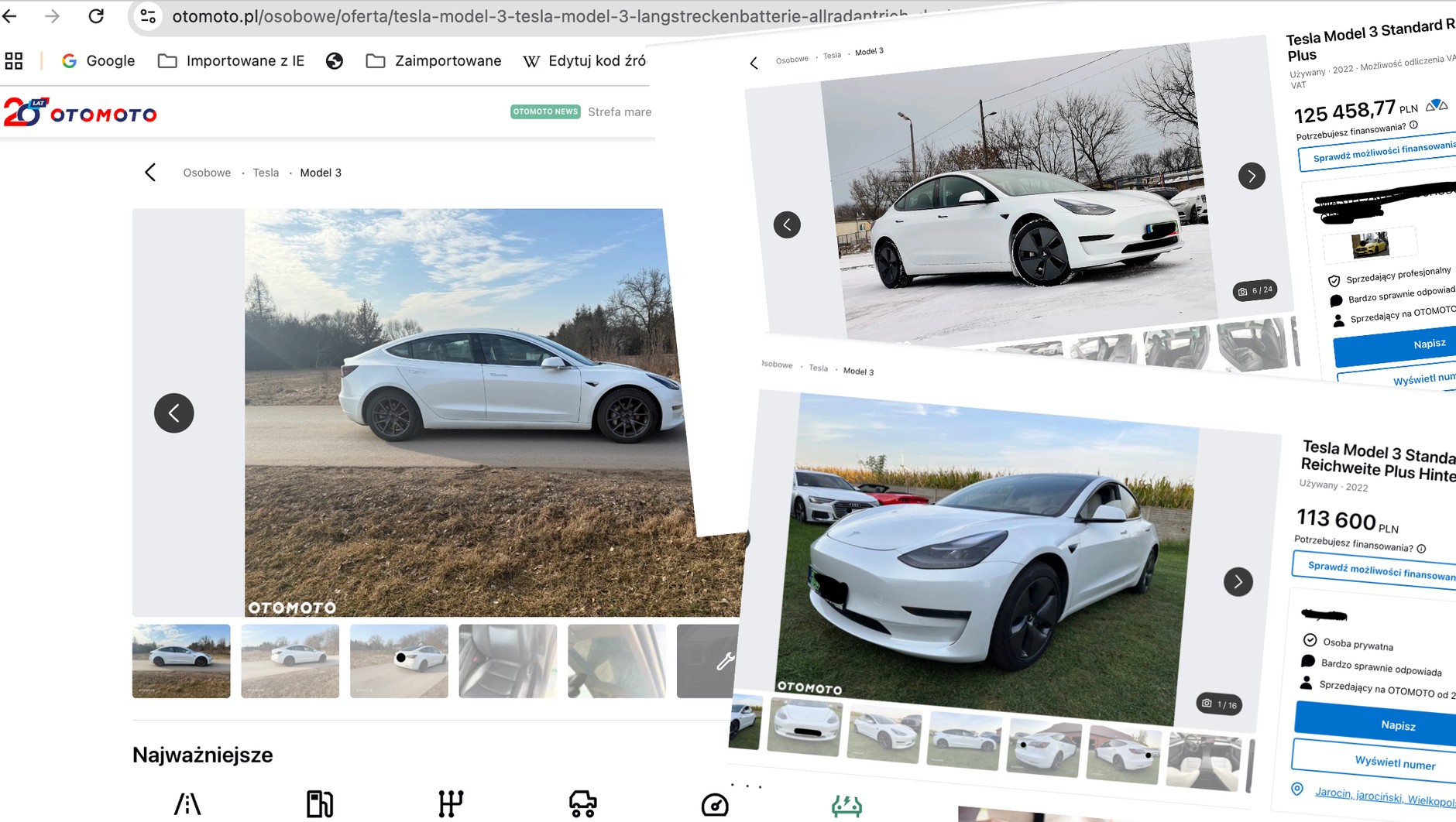 Ogłoszenia na Otomoto.pl: 2,5-roczna Tesla z niskiem przebiegiem jest do kupienia za nieco ponad 100 tys. zł