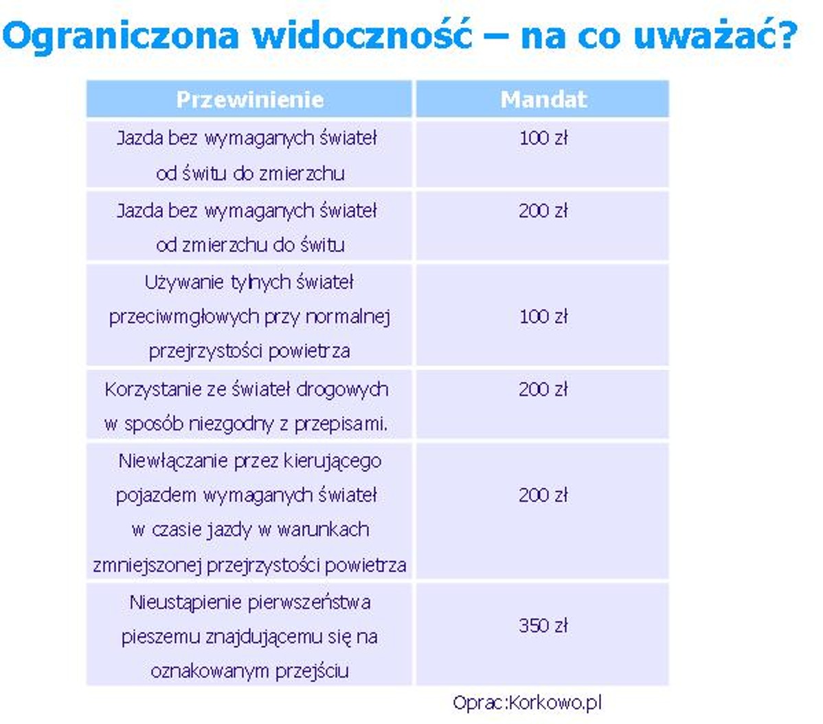 Ograniczona widoczność - taki mandat możesz dostać
