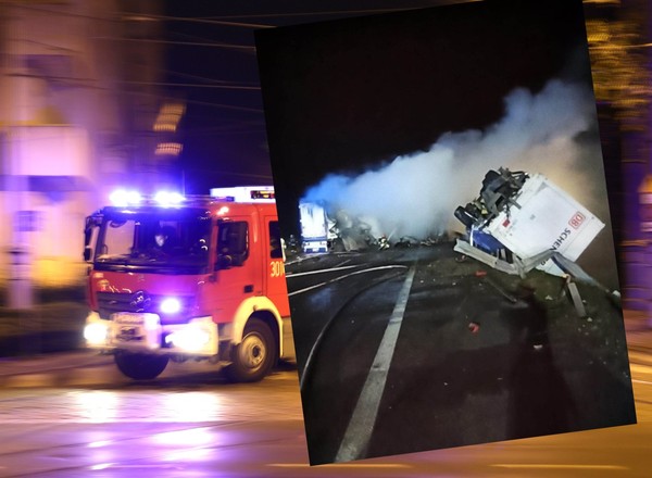Zderzenie i pożar ciężarówek na S8. Jeden kierowca spłonął