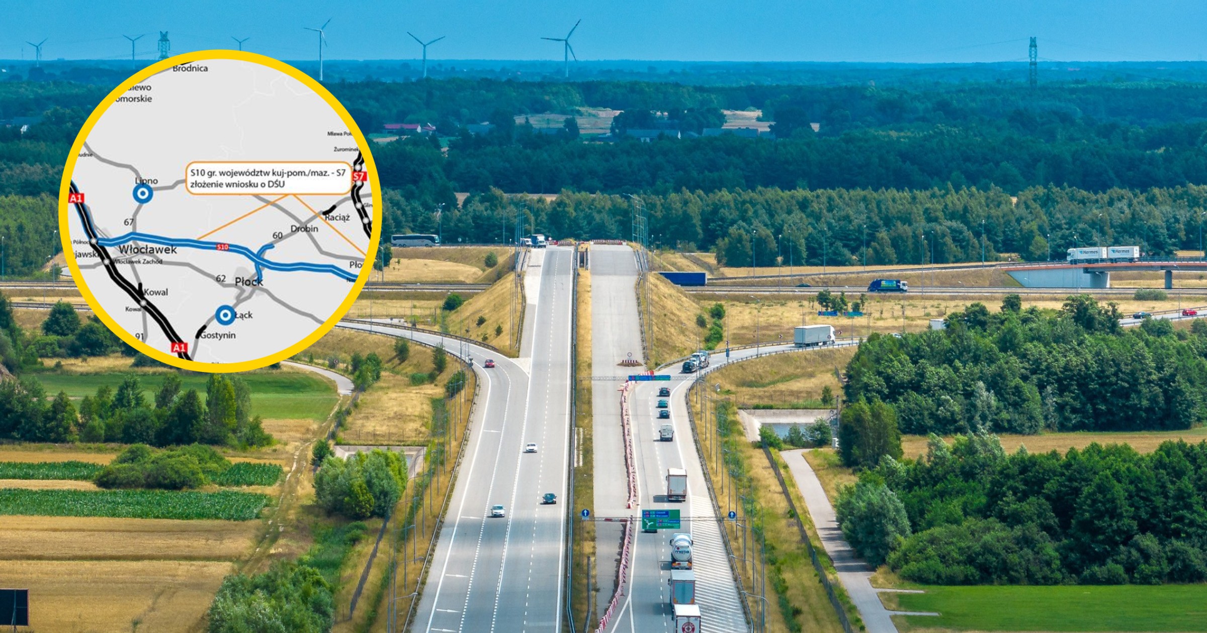 Droga S10 na Mazowszu - mapa