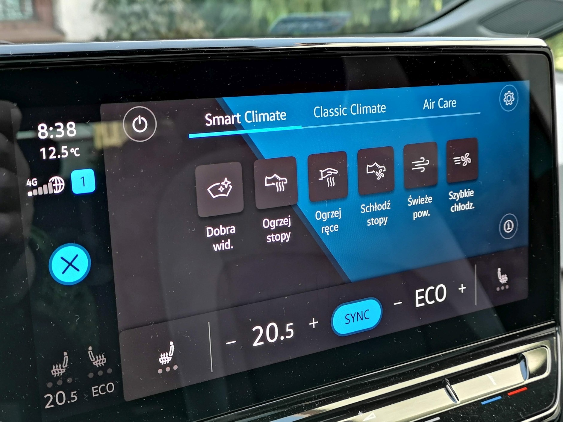 Volkswagen ID3 sterowanie wentylacją