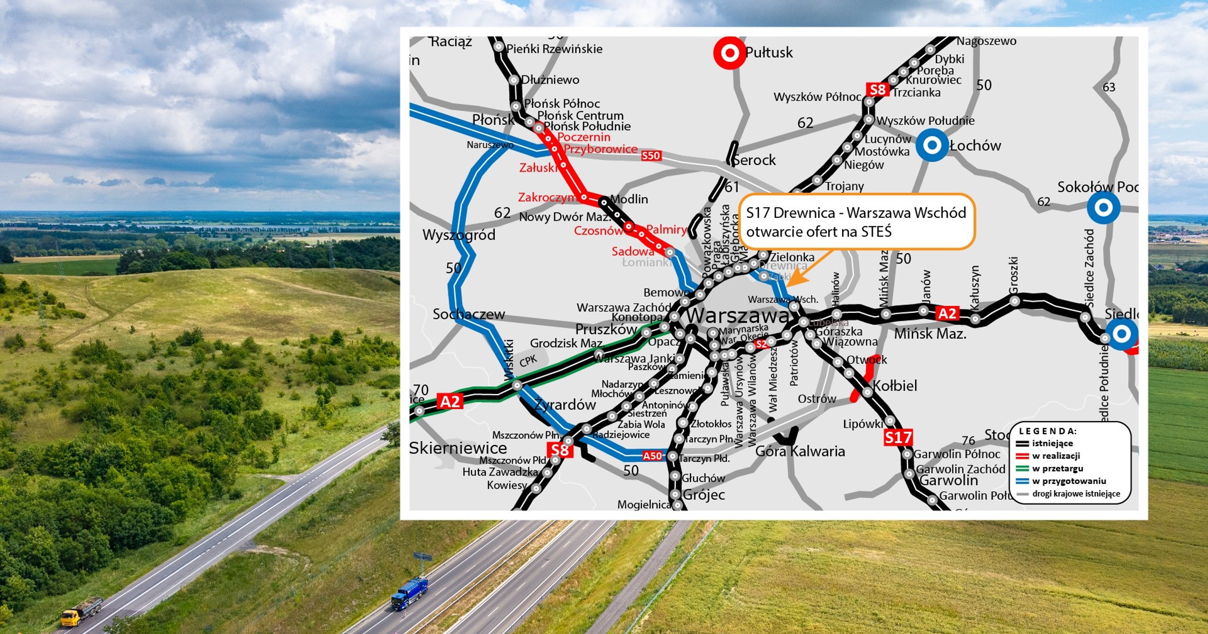 Droga S17 Wschodnia Obwodnica Warszawy - mapa