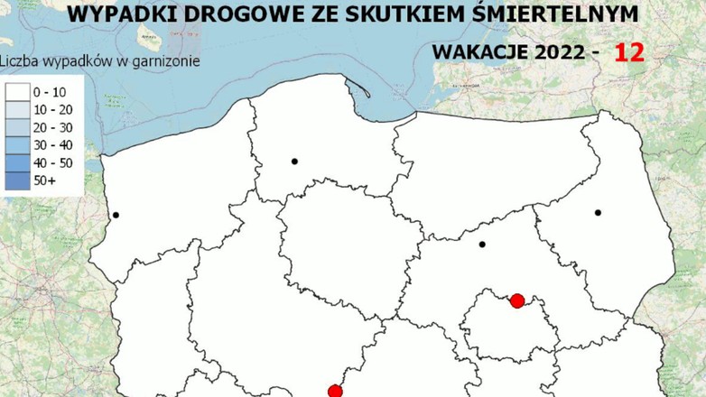 Policyjna mapa wypadków drogowych ze skutkiem śmiertelnym