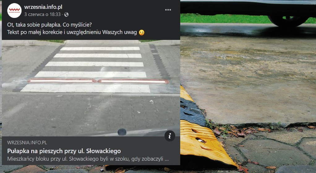 Postawili próg zwalniający na pieszych. Auta nie zwalniają, a piesi się potykają 