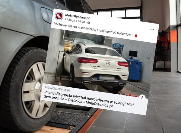 Diagnosta rozbił mercedesa w Oleśnicy. Wjechał nim w ścianę
