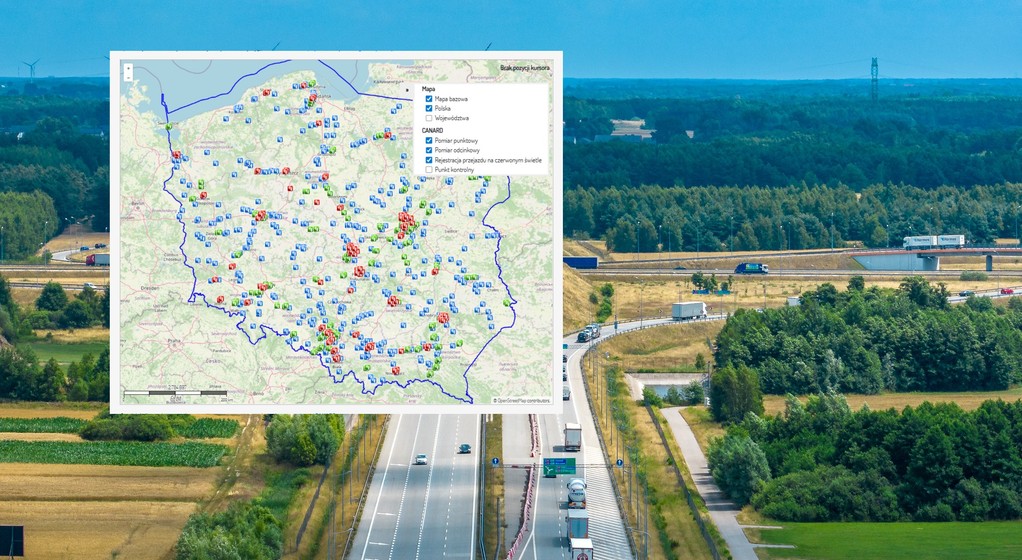 Mapa odcinkowych pomiarów prędkości, fotoradarów i RedLight, grudzień 2025 r.