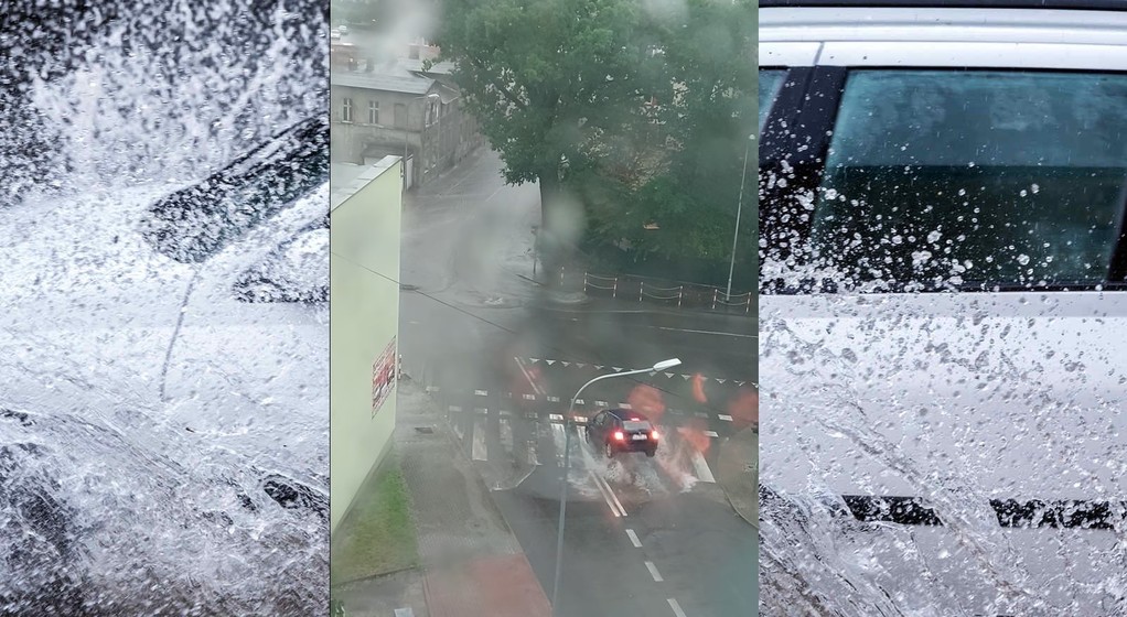 Samochód wybity w powietrze przez studzienkę