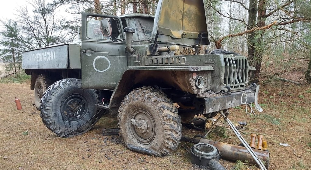 Zniszczona rosyjska ciężarówka