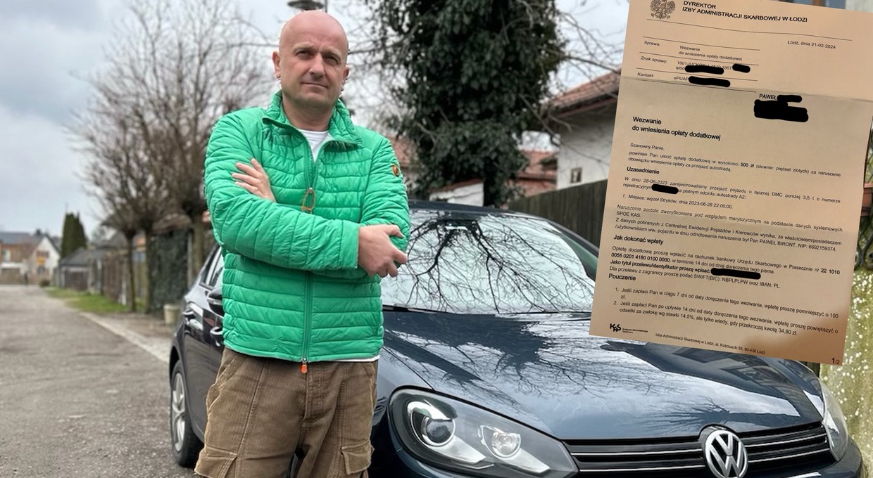 Pan Paweł nie wiedział, że trzeba kupić bilet. Właśnie dostał dwie kary po 500 zł za przejazd autostradą sprzed roku