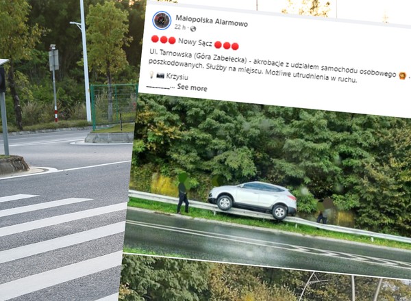 Hyundai wypadł z drogi i "zawisł w powietrzu". "Polak potrafi"