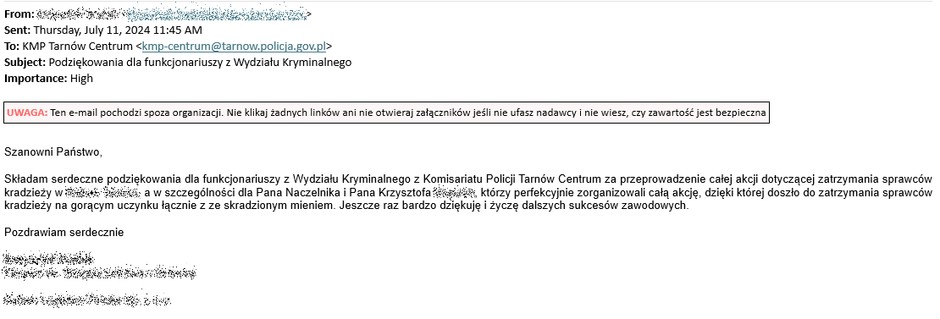 Ukradli opon za niemal 500 tys. zł. Właściciel hurtowni podziękował policjantom
